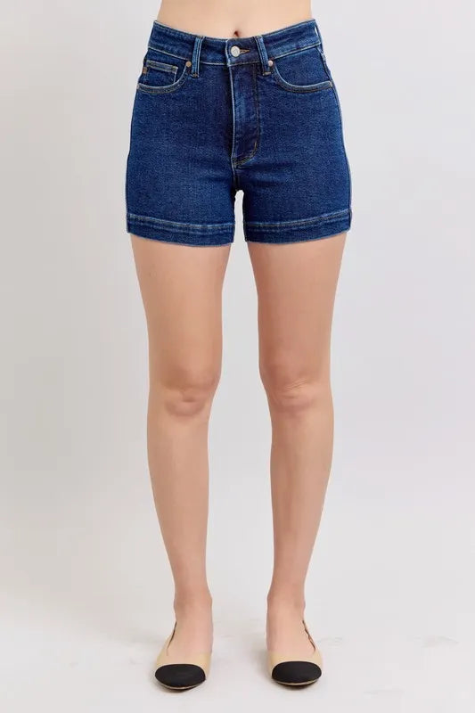 Judy Blue full-size high-waist tummy-control denim shorts plus size