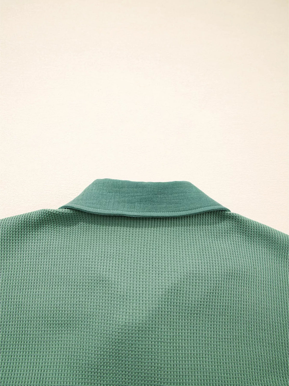 Close-up of waffle texture across shirt back