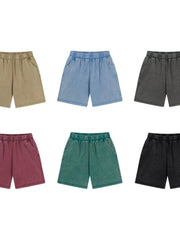Six color options of elastic-waist shorts