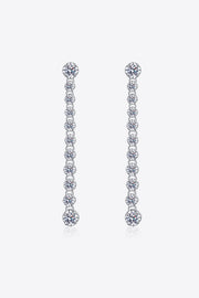 Adored 1.18 Carat Moissanite Long Earrings — Pair of long linear moissanite earrings on white background