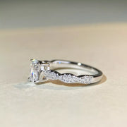 Detail view of the oval centre stone and ring setting