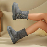 Gray faux-fur cuff boot shown from the front