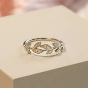 925 sterling silver leaf ring, side view