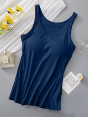 Soft viscose tank top with built-in bra shown in an alternate colour