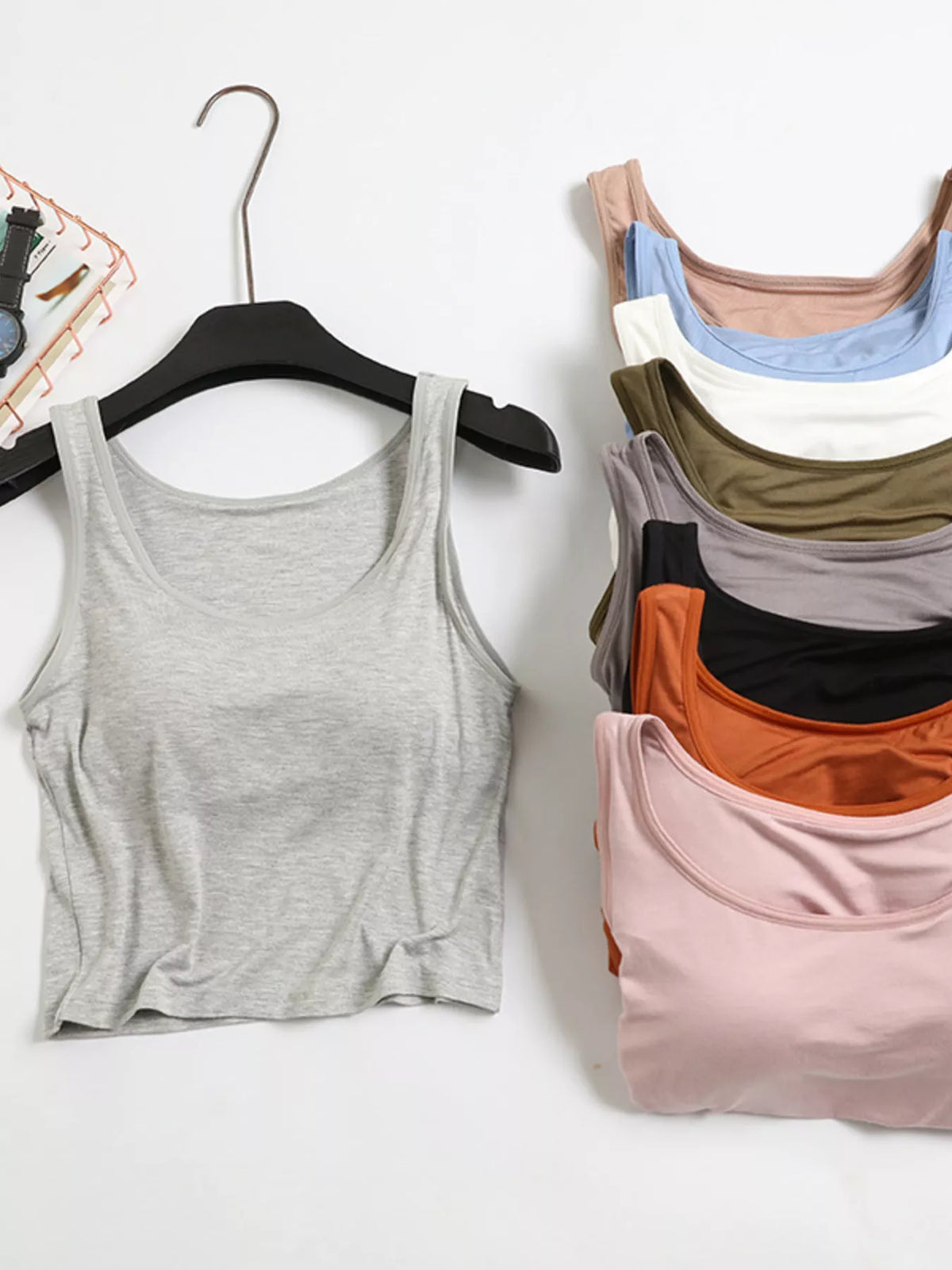 Gray padded tank with color options