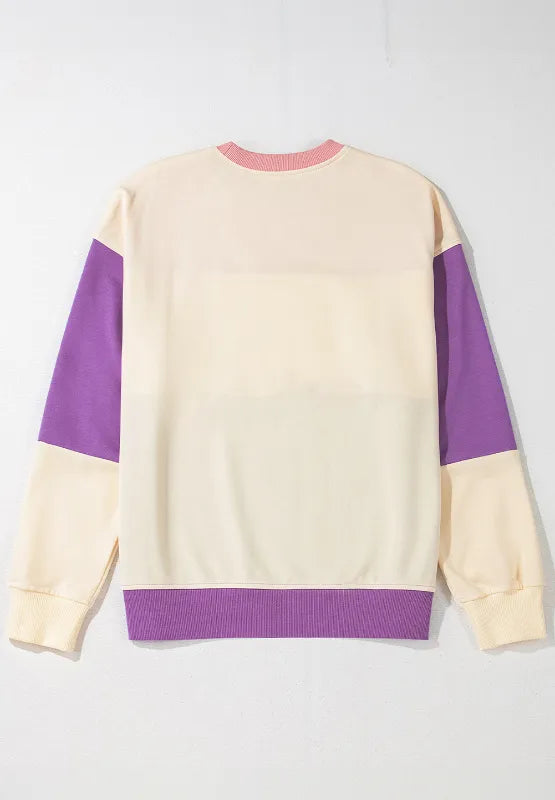 Back product view of pastel sweatshirt laid flat
