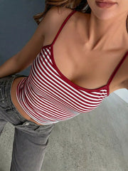 Red and white striped cami viewed from above
