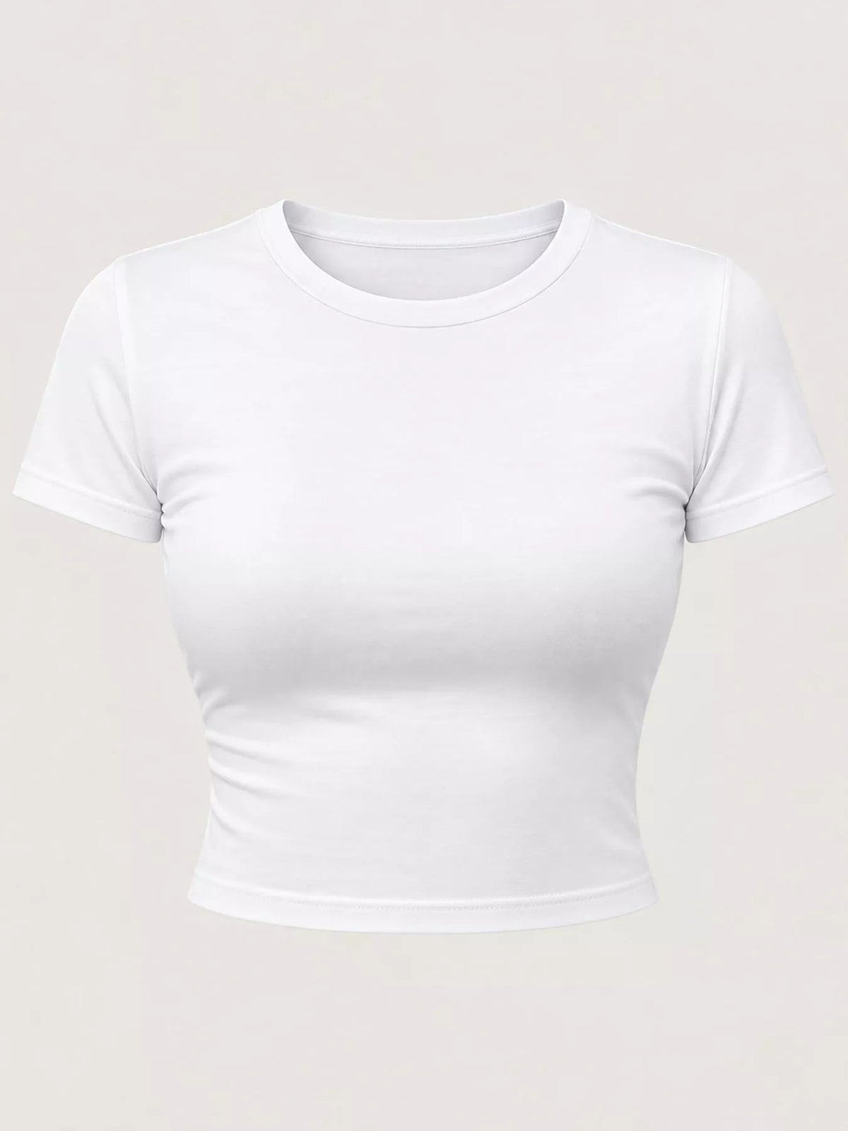 White short-sleeve crew-neck crop T-shirt shown from the front