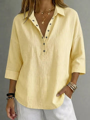 Women's plus-size snap-down 3/4-sleeve blouse, alternate view