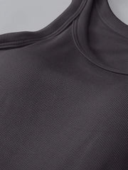 Soft viscose tank top with built-in bra, front and back views