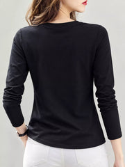 Back view of black long-sleeve T-shirt