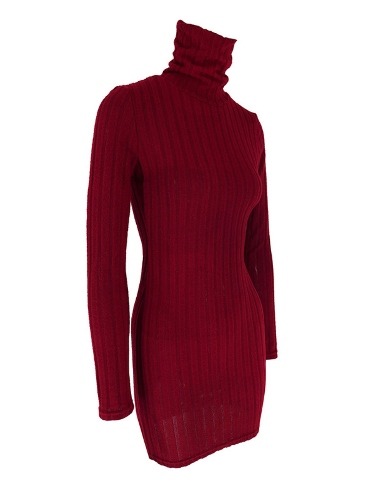 Side product view of burgundy dress