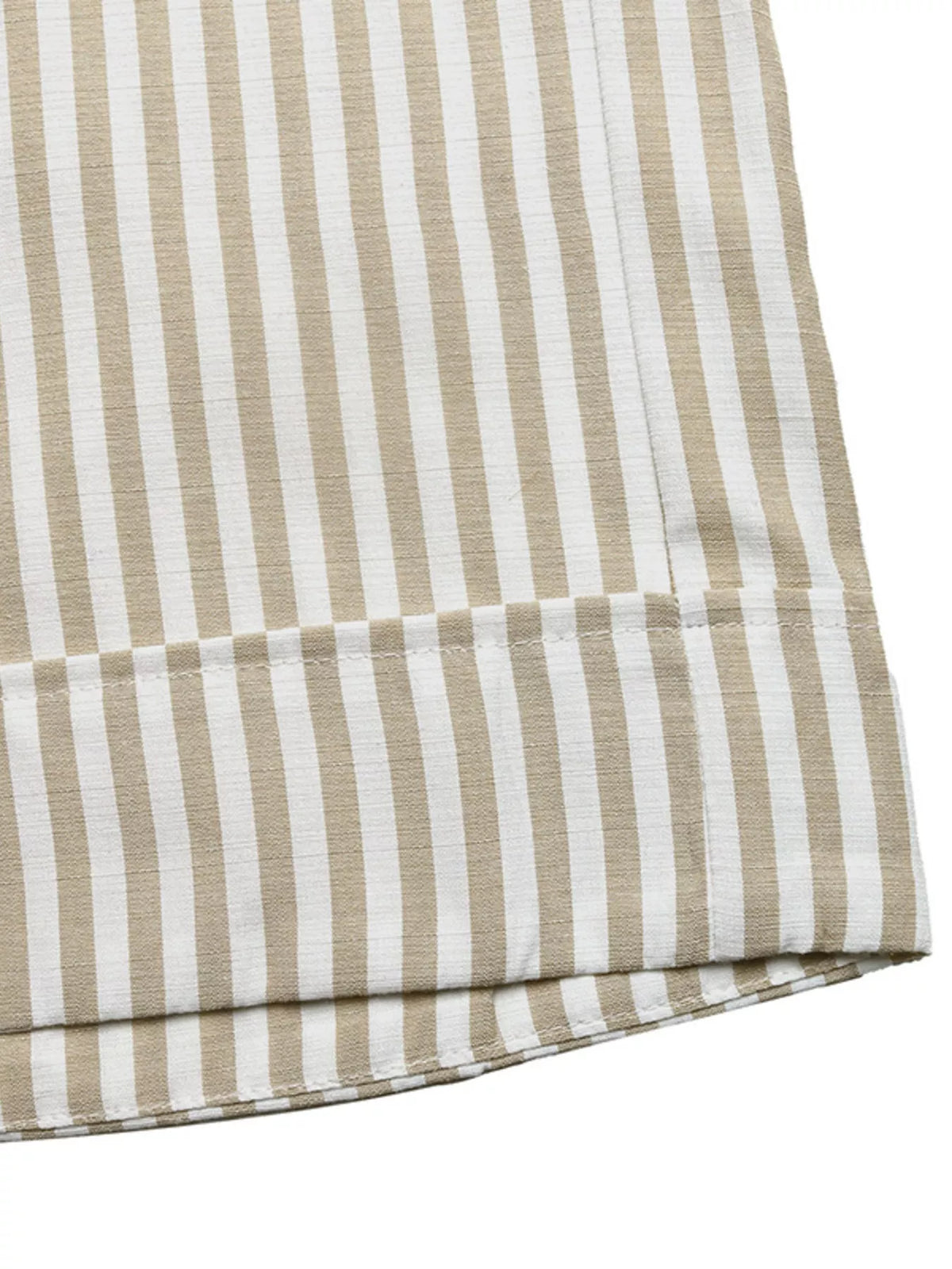 Close-up of striped hem and stitching