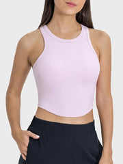 Front view of pale pink racerback tank top