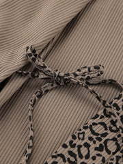 Leopard-print lounge set with cardigan shown from front
