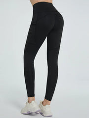 Black high-waisted leggings shown from the back