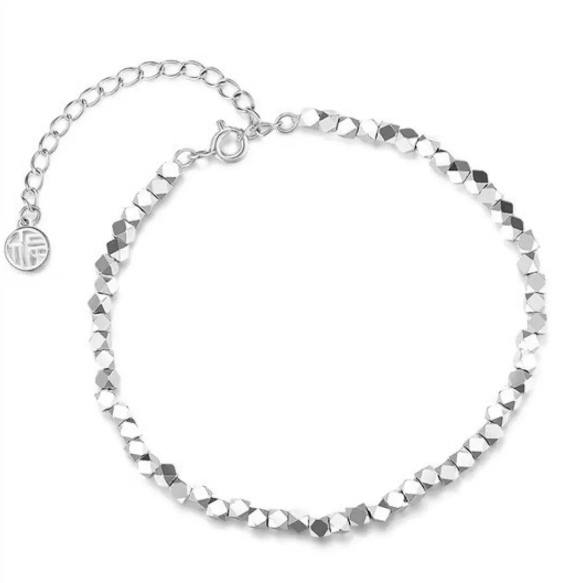925 sterling silver geometric chain bracelet arranged in a circle