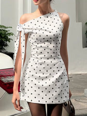 Polka dot mini dress, alternate front view