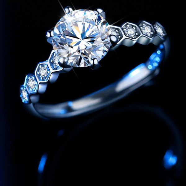 1 carat moissanite ring in 925 sterling silver, alternate view
