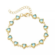 Gold heart bracelet shown with extension chain