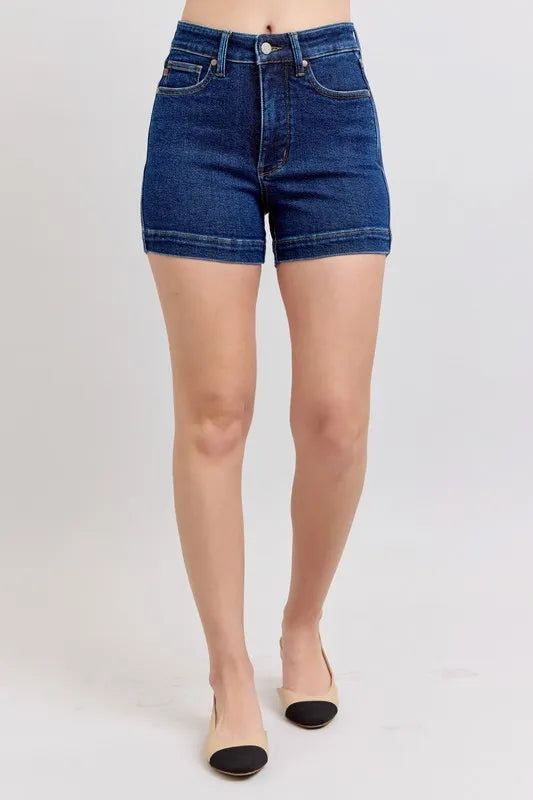 Judy Blue full-size high-waist tummy-control denim shorts plus size
