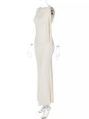 Ivory maxi dress, side product view
