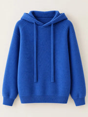 Royal blue drawstring hooded sweater displayed alone against a pale background.