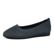 Charcoal mesh flat slip-on in side profile