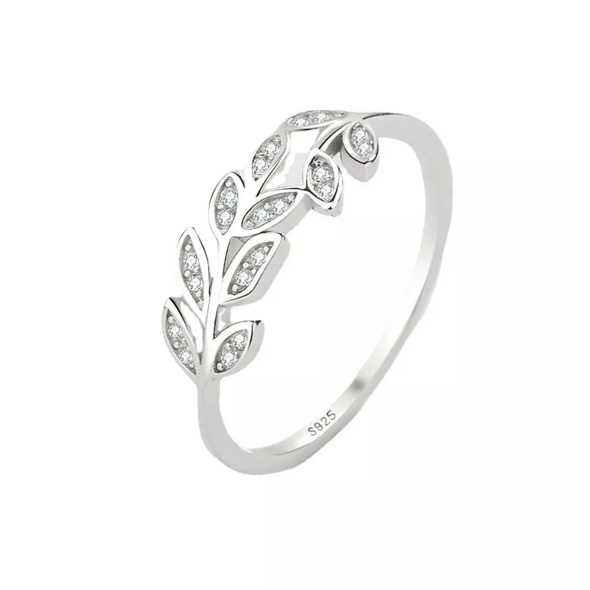 925 sterling silver leaf ring, alternate view