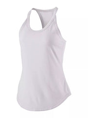 White round-neck active tank with a racerback back