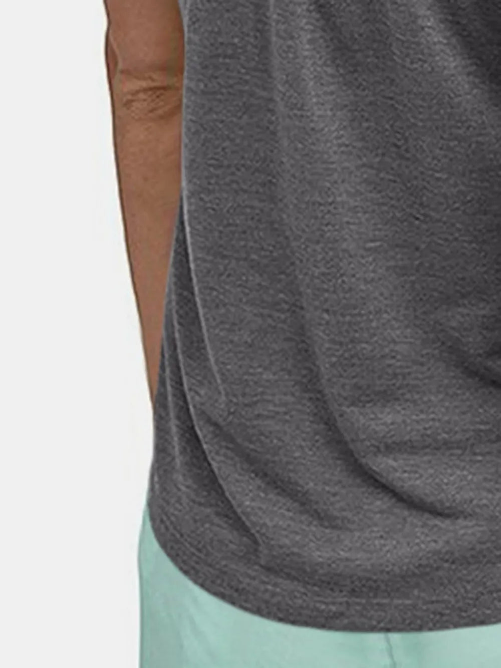 Side view of scoop neck active tank