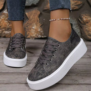 Charcoal patterned platform sneaker with white sole