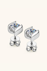 Pair of silver-tone curved setting moissanite studs