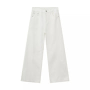 White wide-leg jeans laid flat, front view