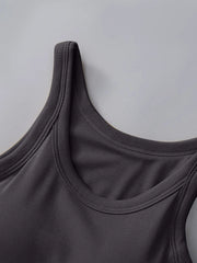 Soft viscose tank top with built-in bra, neckline and strap detail