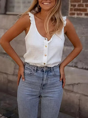 White button-up tank styled with jeans