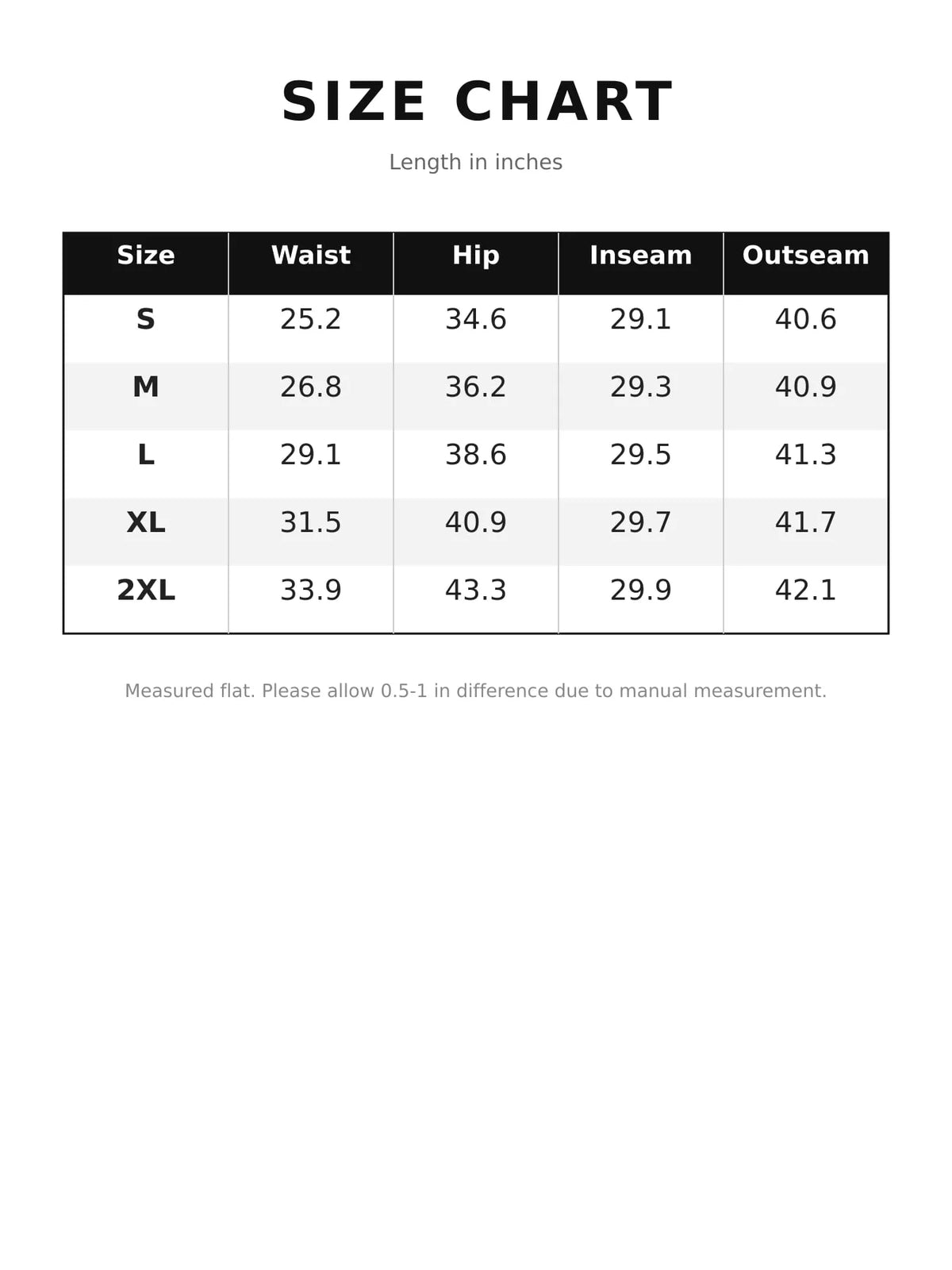 Size chart for distressed wide-leg jeans in sizes S to 2XL, showing waist, hip, inseam and outseam in inches