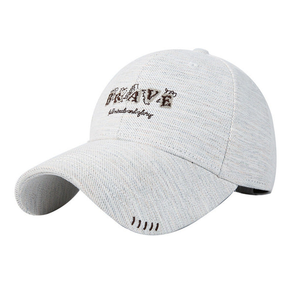 Gray embroidered baseball cap with curved brim