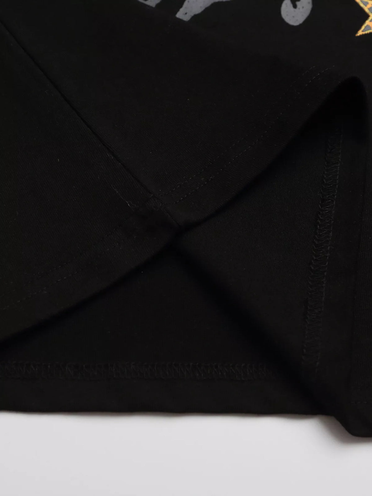 Close-up of black T-shirt hem