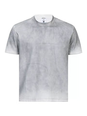 Gray washed crewneck T-shirt with short sleeves shown from the front