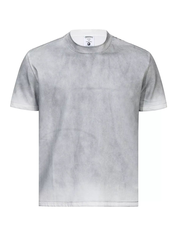 Gray washed crewneck T-shirt with short sleeves shown from the front