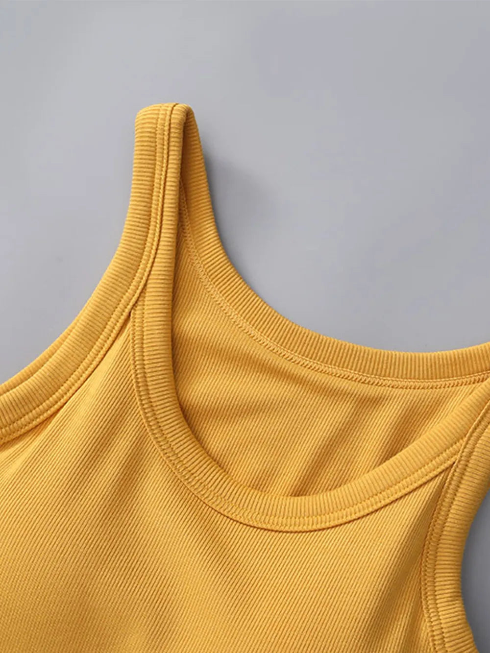 Soft viscose tank top with built-in bra, side view