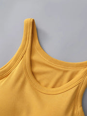 Soft viscose tank top with built-in bra, side view