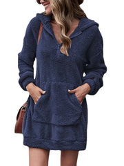 Half-zip dropped-shoulder oversized hoodie in navy front view