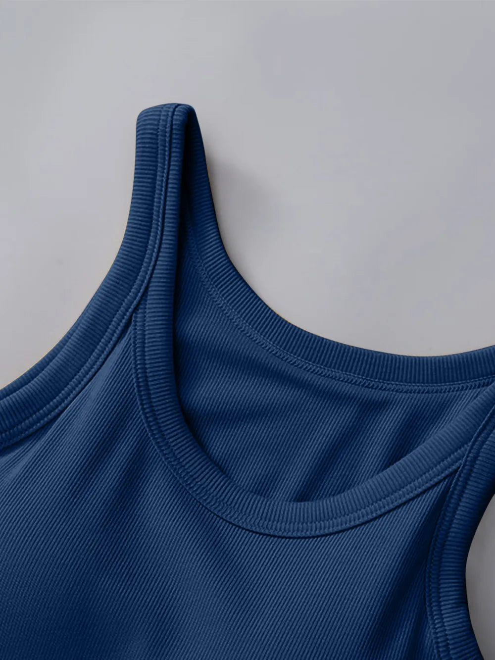 Soft viscose tank top with built-in bra shown in an alternate colour