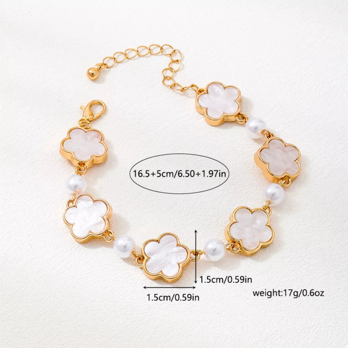 18k gold-plated alloy flower bracelet, side view