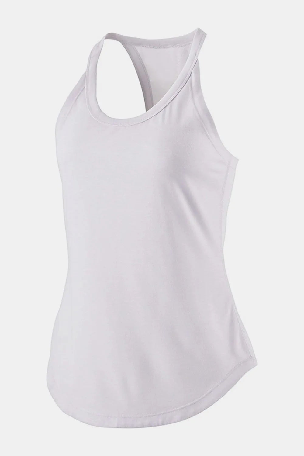 Garment detail view of scoop neck active tank