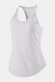 Garment detail view of scoop neck active tank