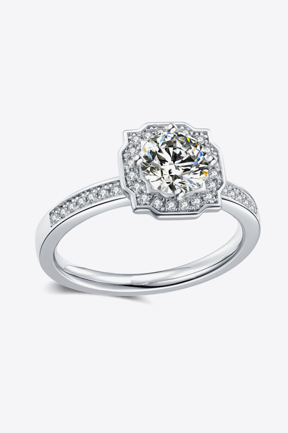 1 carat moissanite ring in platinum-plated 925 sterling silver, alternate view