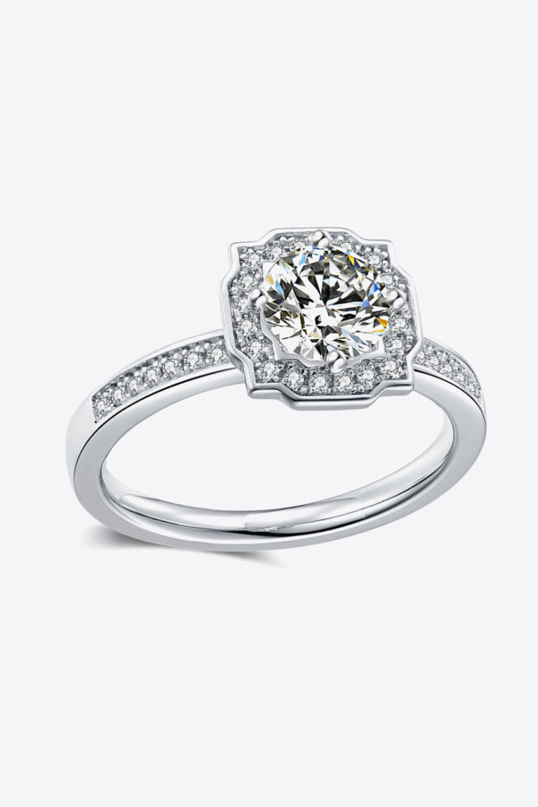 1 carat moissanite ring in platinum-plated 925 sterling silver, alternate view